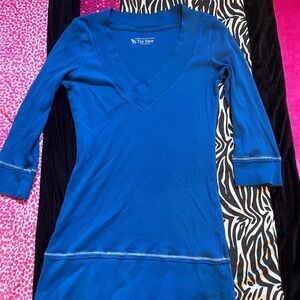 Blue V-Neck Tee Shop Top